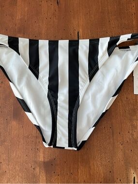 Shade & Shore B&W Striped Bikini Bottom